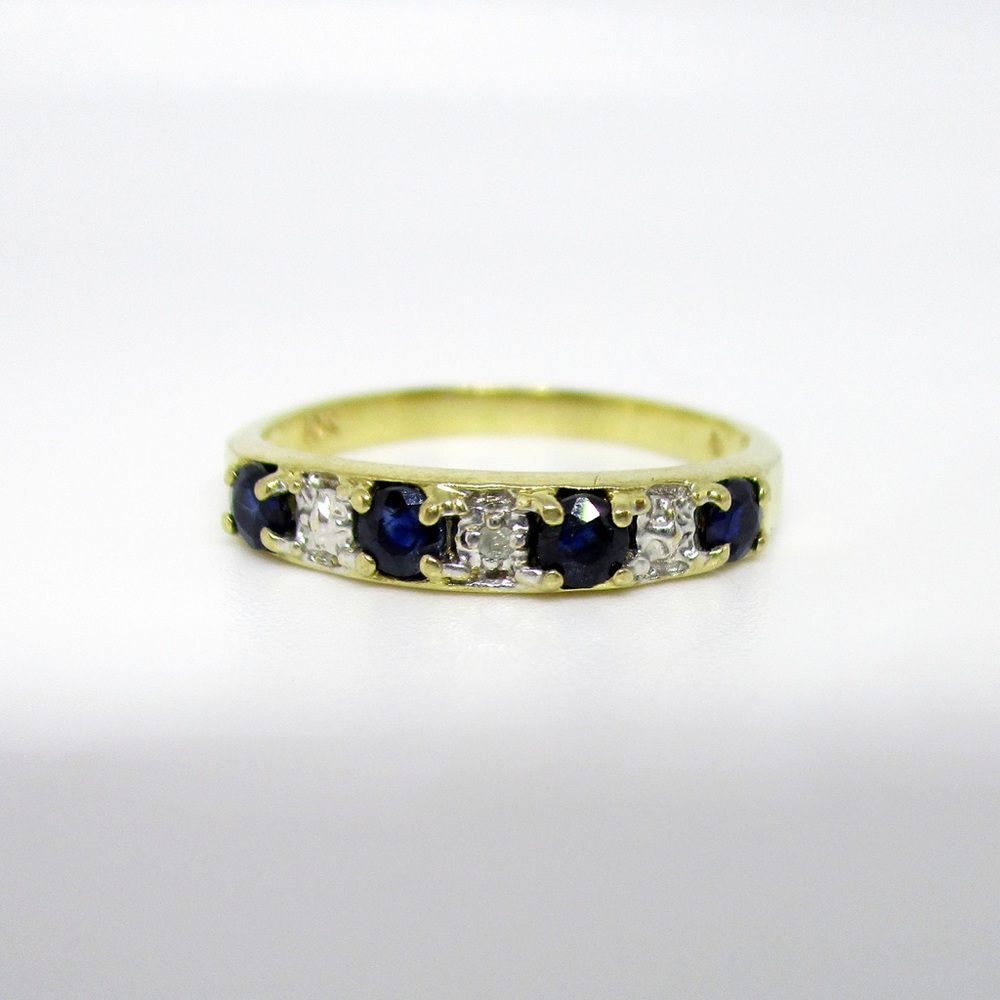 SOLD ‼️ DIAMOND & SAPPHIRE Solid Gold Band Ring